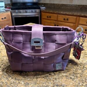 Harveys Purple Woven Seatbelt Shoulder Bag